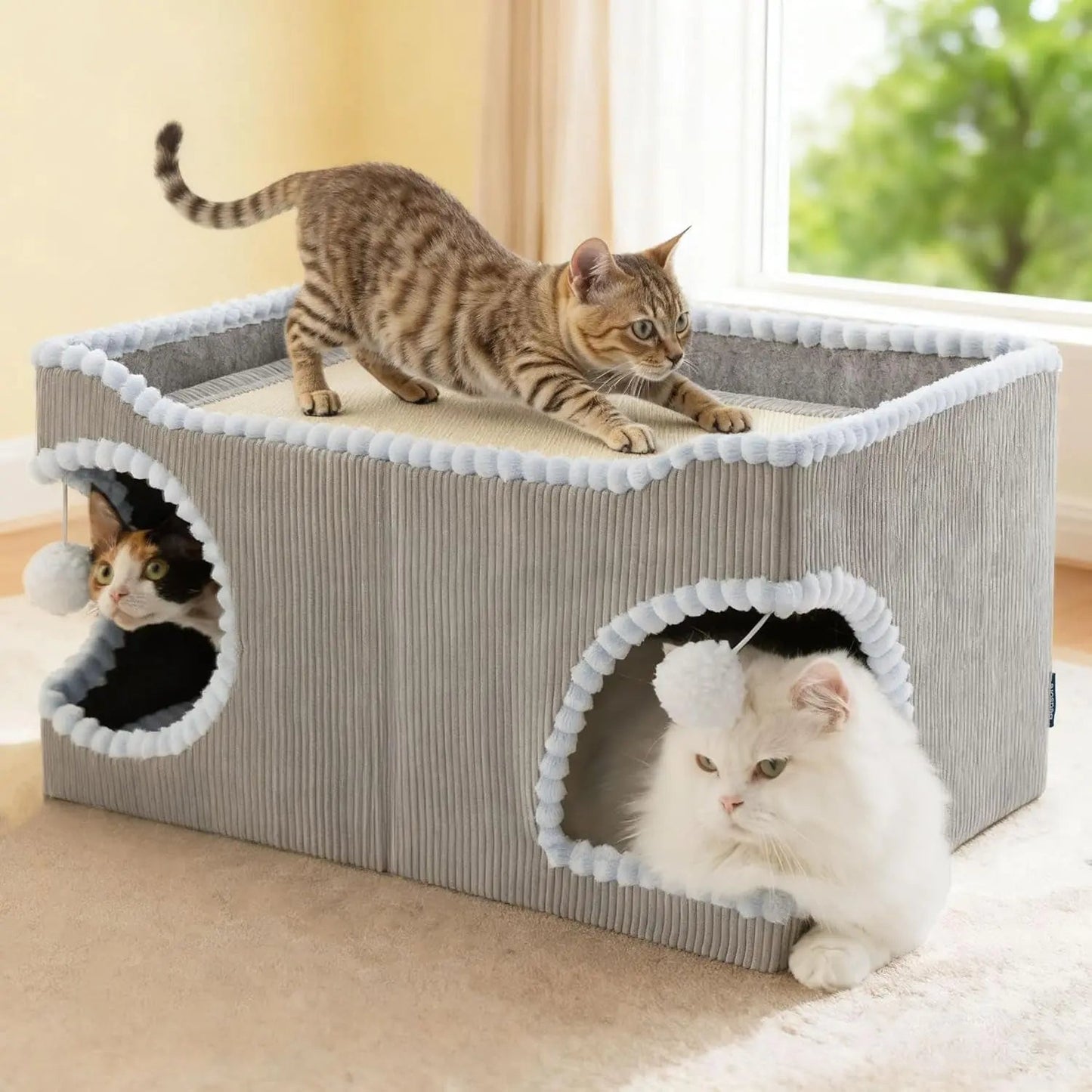 Cat Scratcher House with Removable Sisal Top, Foldable Cat Furniture