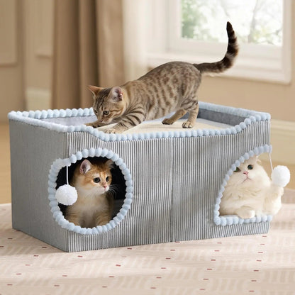 Cat Scratcher House with Removable Sisal Top, Foldable Cat Furniture