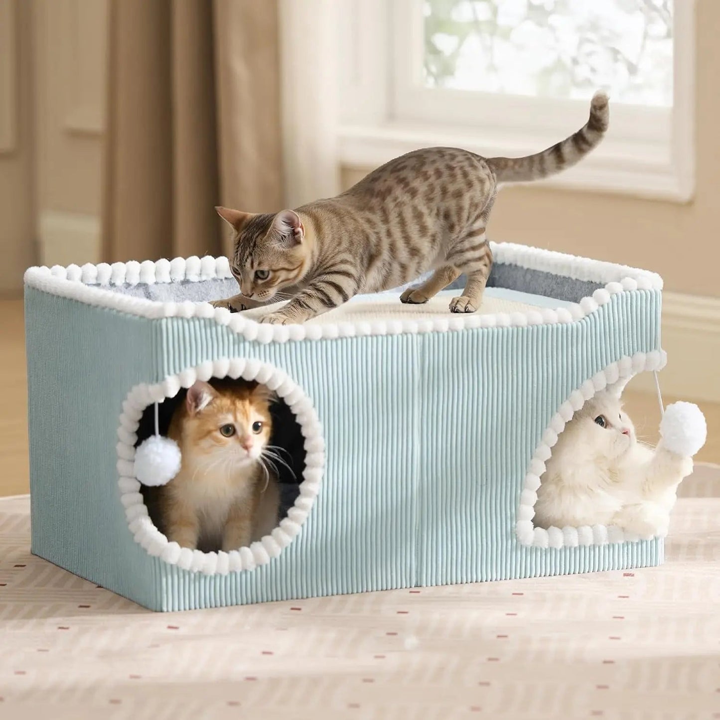 Cat Scratcher House with Removable Sisal Top, Foldable Cat Furniture