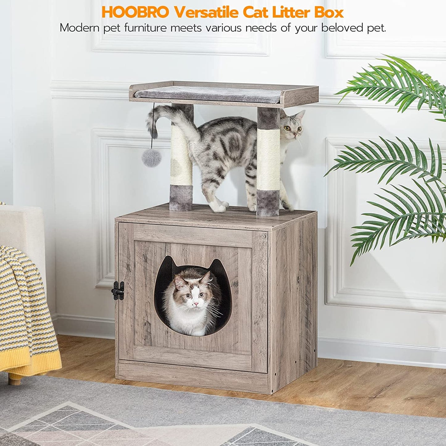 Litter Box Enclosure with Cat Tree Tower