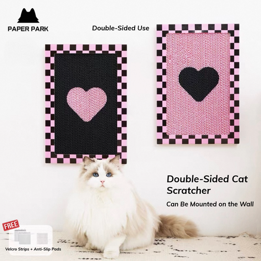 Paper Park | Double-Sided Cat Scratcher (Black & Pink Heart)