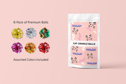 Mylar Crinkle Cat Toys - 6 Assorted Balls